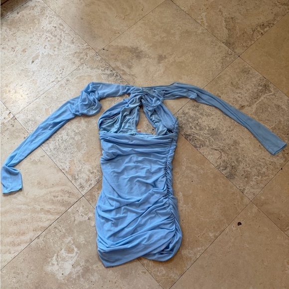 Oh Polly Light Blue Kids Halter One-Piece - Picture 4 of 4